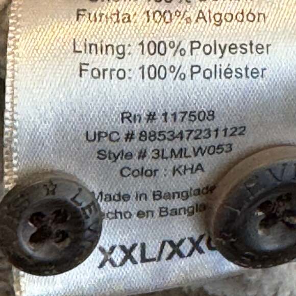 Men's Levi's Heavy Duty Lined Work Shirt Jacket Sherpa Shacket Tan XXL - Picture 5 of 6